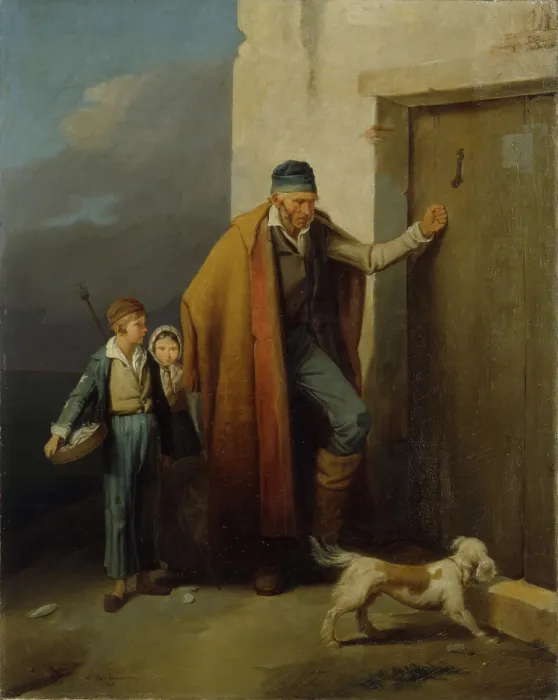 Framed Print : A Fisherman Coming Home, by Eugenio Bosa, 1835 - 1842, 19th Century, oil on canvas - Italy, Veneto, Padua, Civic Museum Eremitani. Whole artwork view Framed Print : A Fisherman Coming Home, by Eugenio Bosa, 1835 - 1842, 19th Century, oil on canvas - Italy, Veneto, Padua, Civic Museum Eremitani. Whole artwork view