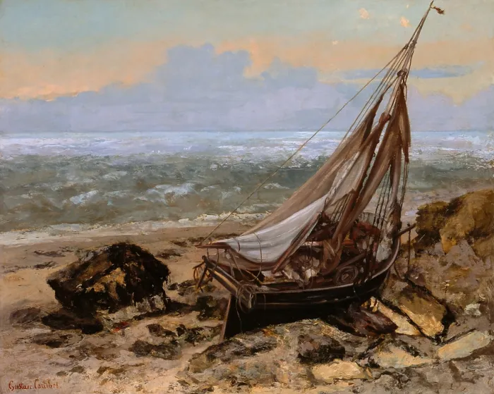 Framed Print : THE FISHING BOAT, by Gustave Courbet, 1865, French painting, oil on canvas. Courbet painted this work during visit to Trouville with James McNeill Whistler in autumn 1865