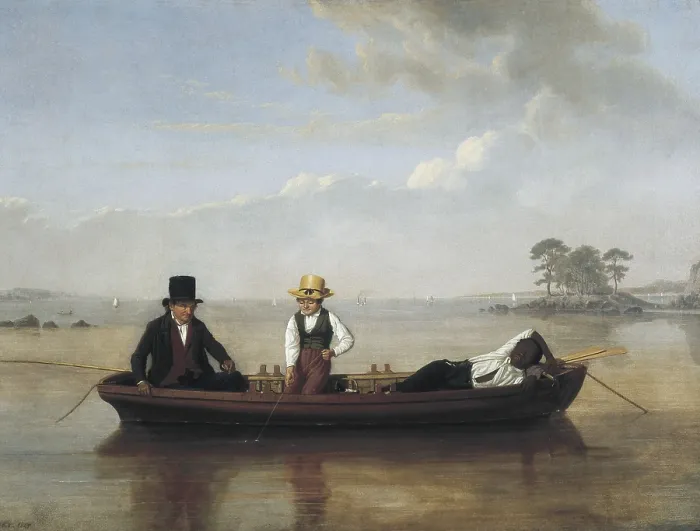 Framed Print : Fishing Party on Long Island Sound Off New Rochelle. 1847. Oil on canvas. AISA / Everett Collection (38375)**US SALES ONLY** Framed Print : Fishing Party on Long Island Sound Off New Rochelle. 1847. Oil on canvas. AISA / Everett Collection (38375)**US SALES ONLY**