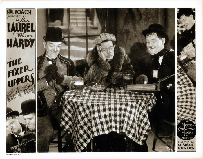 Framed Print : THE FIXER UPPERS, lobbycard, inset, from left: Stan Laurel, Arthur Housman, Oliver Hardy, 1935 Framed Print : THE FIXER UPPERS, lobbycard, inset, from left: Stan Laurel, Arthur Housman, Oliver Hardy, 1935
