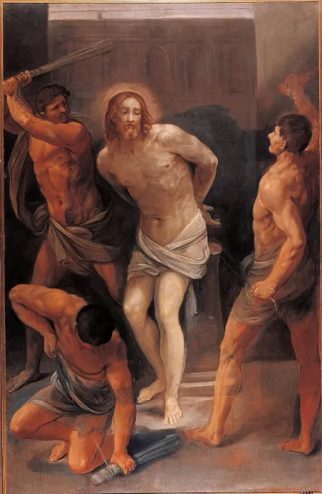 Framed Print : The Flagellation of Christ, by Guido Reni, 1640 - 1642, 17th Century, oil on canvas, cm 280 x 180 - Italy, Emilia Romagna, Bologna, National Picture Gallery