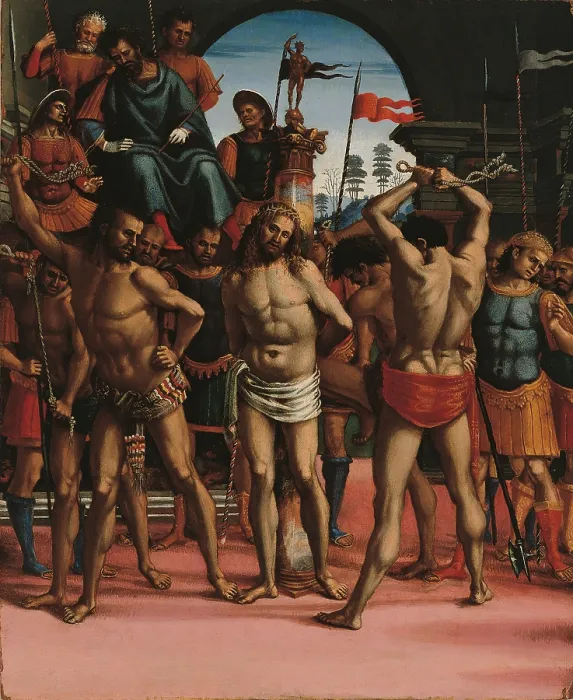 Framed Print : Flagellation, by Luca Signorelli, 1480 - 1520 about, 15th Century - 16th Century, - Italy, Veneto, Venice, Ca dOro. All