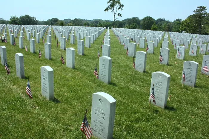 Framed Print : Flags at gravesites in Arlington National Cemetery for Memorial Day observance. Ca. 2008. (BSLOC_2011_12_326)