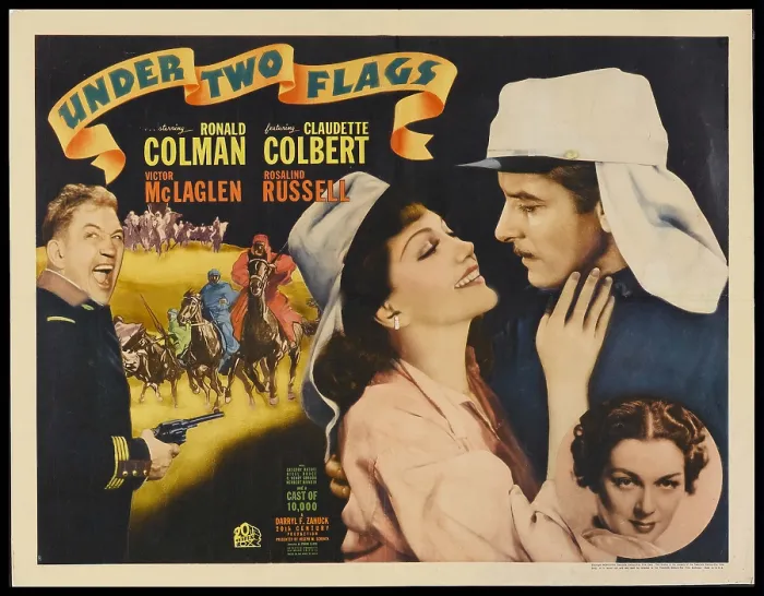 Framed Print : UNDER TWO FLAGS, from left: Victor McLaglen, Claudette Colbert, Ronald Colman, Rosalind Russell, 1936, TM and Copyright 20th Century Fox Film Corp