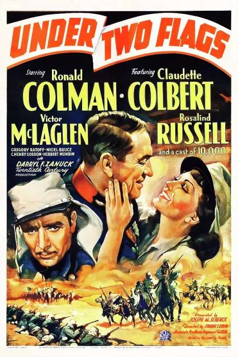 Framed Print : UNDER TWO FLAGS, US poster art, top from left: Ronald Colman, Victor McLaglen, Claudette Colbert, 1936. TM and Copyright 20th Century Fox Film Corp