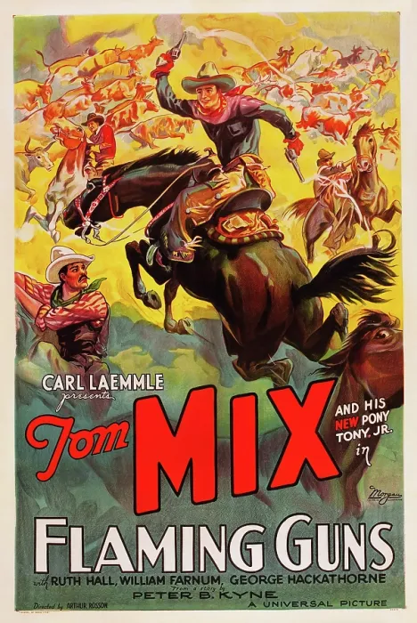 Framed Print : FLAMING GUNS, US poster art, Tom Mix, 1932
