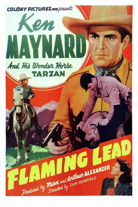 Framed Print : FLAMING LEAD, US poster art, Ken Maynard, 1939
