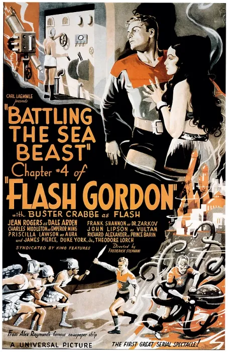 Framed Print : FLASH GORDON, Larry Buster Crabbe in Chapter 4: Battling The Sea Beast, 1936