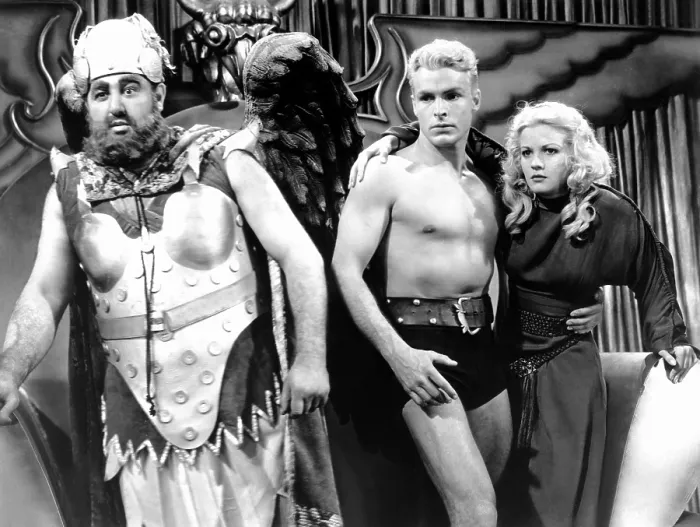 Framed Print : FLASH GORDON, from left: Jack Lipson, Buster Crabbe, Jean Rogers, 1936