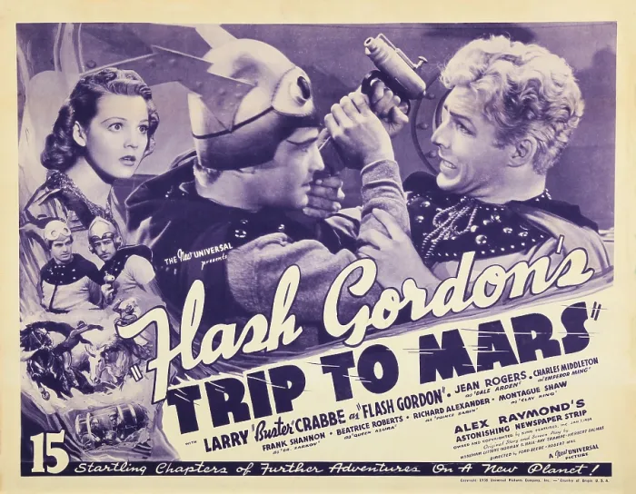 Framed Print : FLASH GORDON'S TRIP TO MARS, US lobbycard, top left: Jean Rogers, far right: Larry Buster Crabbe, 1938