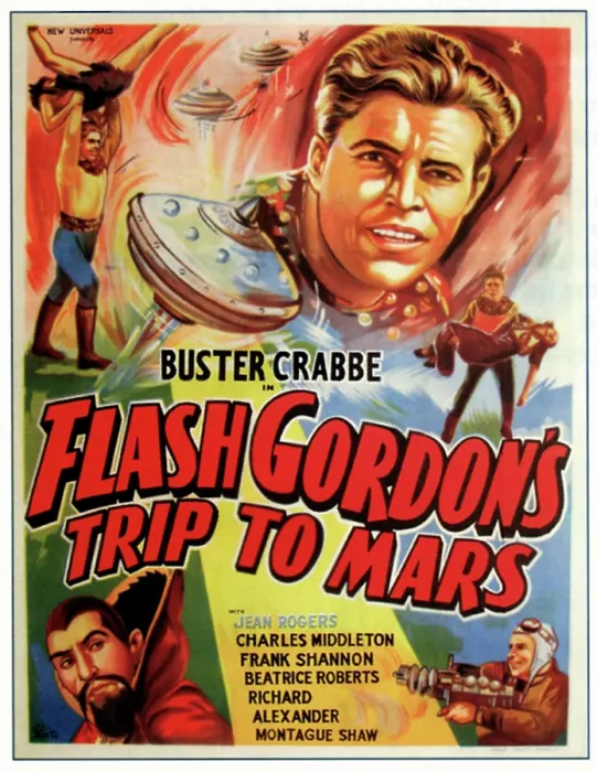 Framed Print : FLASH GORDON'S TRIP TO MARS, top: Buster Crabbe, bottom left: Charles Middleton, 1938