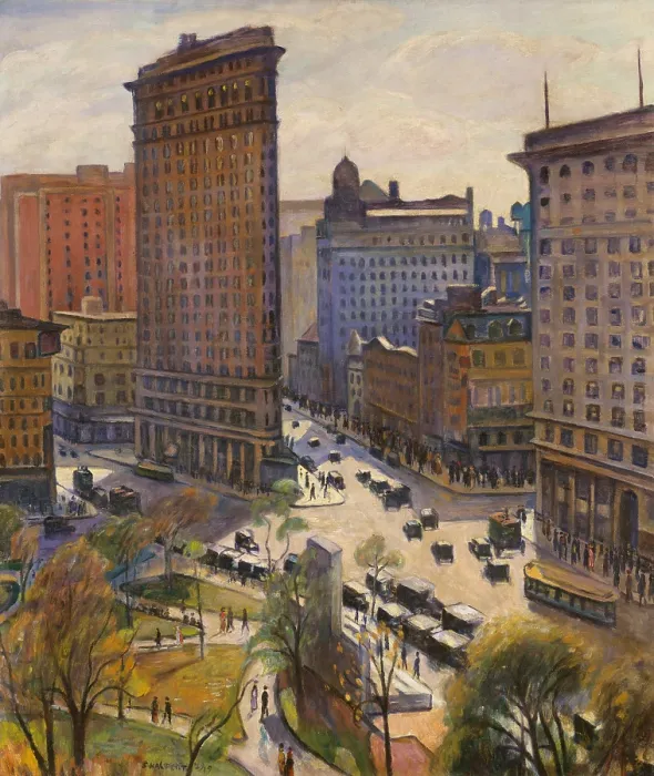 Framed Print : THE FLATIRON BUILDING, by Samuel Halpert, 1919, American painting, oil on canvas