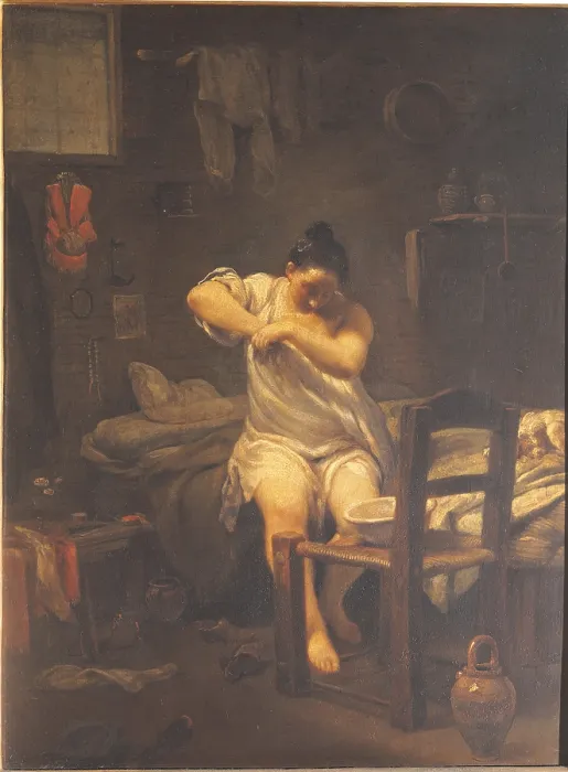 Framed Print : The Flea, by Giuseppe Maria Crespi know as Spagnuolo (or Spagnolo), 1710 - 1730, 18th Century, oil on canvas, cm 46, 5 x 34 - Italy, Tuscany, Florence, Uffizi Gallery. All