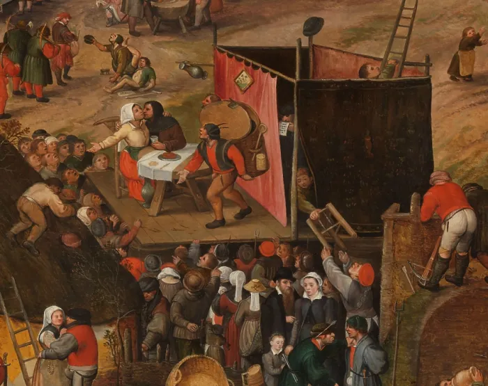 Framed Print : A Flemish Kermis with a Performance of the Farce EN CLUYTE VAN PLAEYERWATER, by Peeter Baltens. DETAIL Framed Print : A Flemish Kermis with a Performance of the Farce EN CLUYTE VAN PLAEYERWATER, by Peeter Baltens. DETAIL