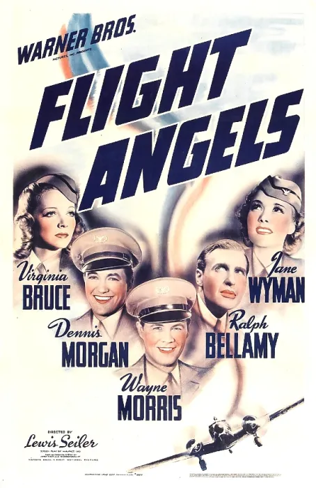 Framed Print : FLIGHT ANGELS, US poster, from left: Virginia Bruce, Dennis Morgan, Wayne Morris, Ralph Bellamy, Jane Wyman, 1940