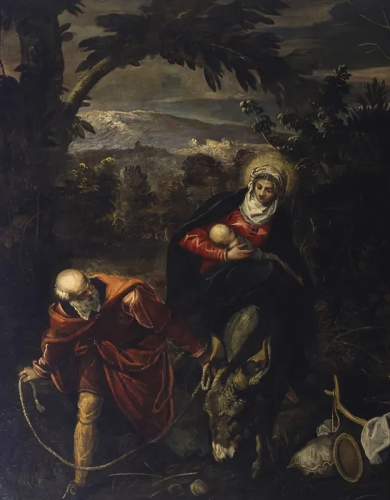 Framed Print : Flight into Egypt, by Jacopo Robusti known as Tintoretto, 1583-1587, 16th century, oil on canvas, 422 x 579 cm. - Italy, Veneto, Venice, Scuola Grande di San Rocco. Detail