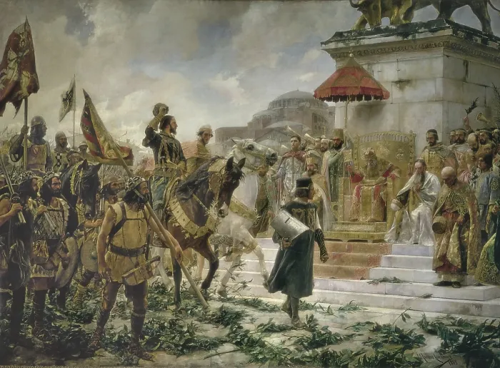 Framed Print : FLOR, Roger de (1267-1305). Catalan knight and military adventurer, son of a German falconer.; Andronicus II Palaeologus (1258-1332). Byzantine emperor (1282-1328)