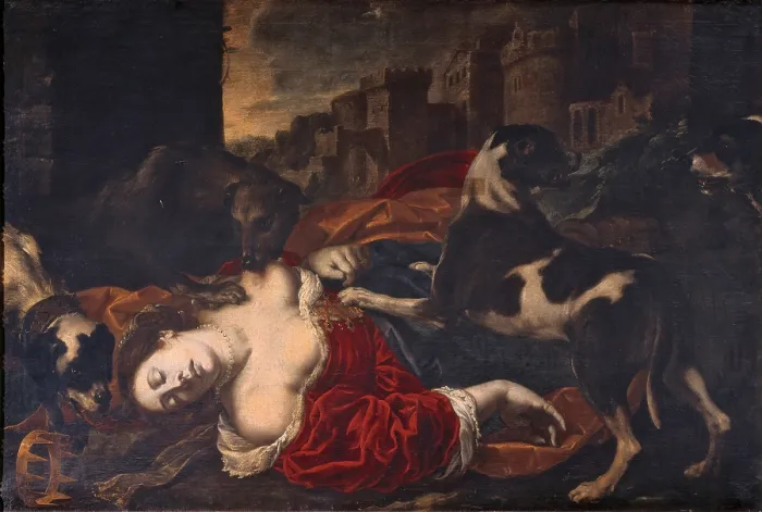 Framed Print : Florentine Artist, Queen Jezebel Torn by Dogs, 17th Century, oil on canvas, Italy, Lazio, Rome, Castel Sant'Angelo National Museum Framed Print : Florentine Artist, Queen Jezebel Torn by Dogs, 17th Century, oil on canvas, Italy, Lazio, Rome, Castel Sant'Angelo National Museum
