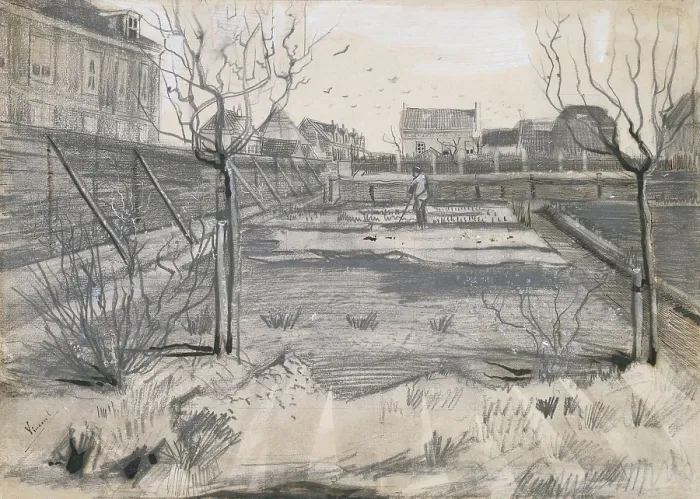 Framed Print : Flower Nursery on the Schenkweg in The Hague, by Vincent van Gogh, 1882, Dutch drawing, pencil, pen paint, brush on paper (BSLOC_2016_2_302)