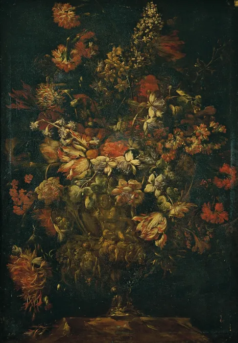 Framed Print : Flower Pot, by Biggi Felice Fortunato, oil on canvas, - Italy, Tuscany, Siena, National Art Gallery. (595131) Everett CollectionMondadori Portfolio**US SALES ONLY**