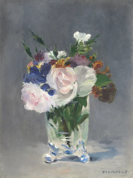 Framed Print : Flowers in a Crystal Vase, by Edouard Manet, 1882, French painting, oil on canvas
