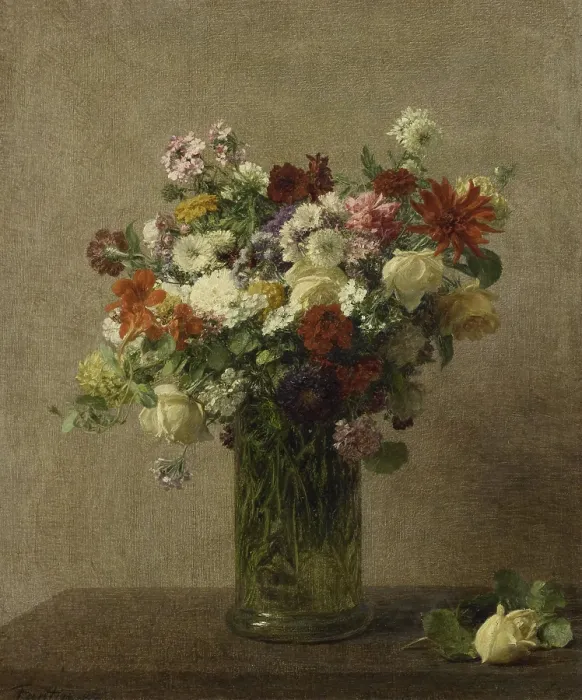 Framed Print : Flowers from Normandy, by Henri Fantin-Latour, 1887, French impressionist painting, oil on canvas Framed Print : Flowers from Normandy, by Henri Fantin-Latour, 1887, French impressionist painting, oil on canvas