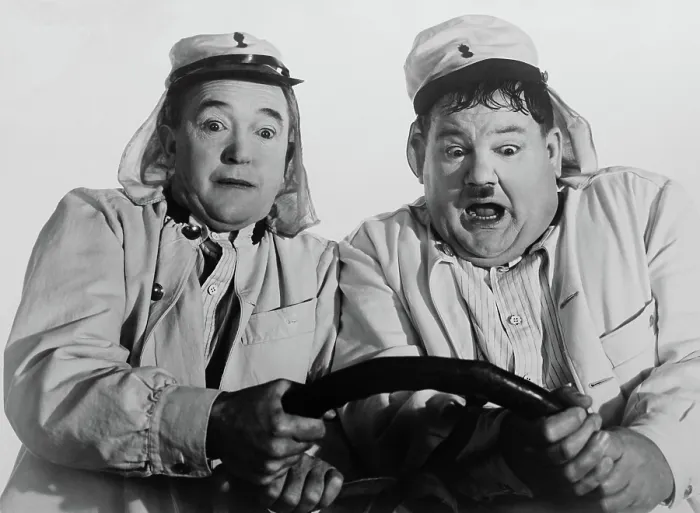 Framed Print : THE FLYING DEUCES, from left: Stan Laurel, Oliver Hardy, 1939
