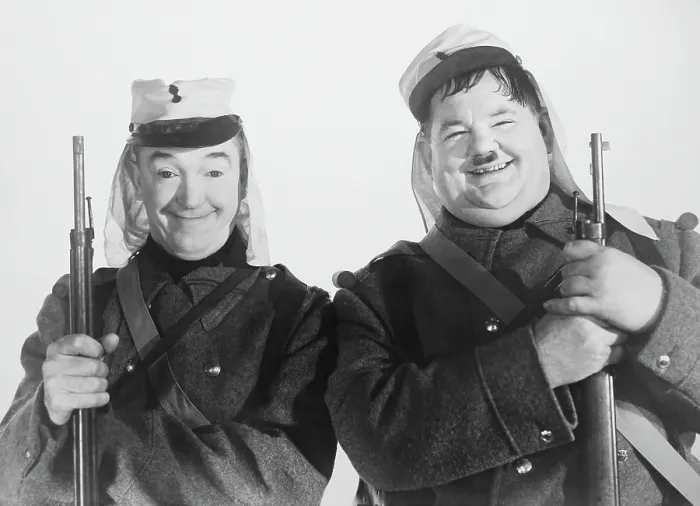 Framed Print : THE FLYING DEUCES, from left: Stan Laurel, Oliver Hardy, 1939