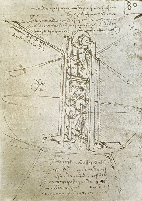 Framed Print : Flying machine. ca. 1487. Renaissance art. Cinquecento. Drawing. FRANCE. Paris. Library of the Institute of France. - Iberfoto / Everett Collection (573611)**US SALES ONLY**