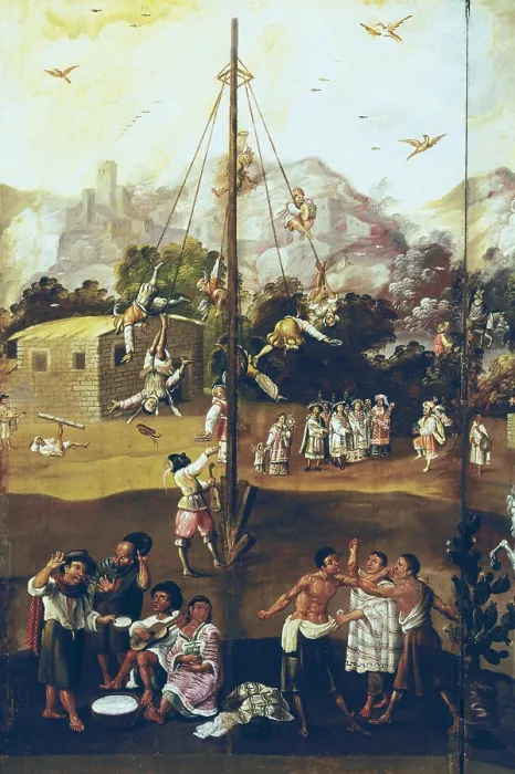 Framed Print : The Flying Pole. 2nd half 17 c. Viceroyalty of New Spain. Panel screen with genre scenes. Lower detail with pulque drinkers and fight. Mexican School. Oil on canvas. SPAIN Framed Print : The Flying Pole. 2nd half 17 c. Viceroyalty of New Spain. Panel screen with genre scenes. Lower detail with pulque drinkers and fight. Mexican School. Oil on canvas. SPAIN