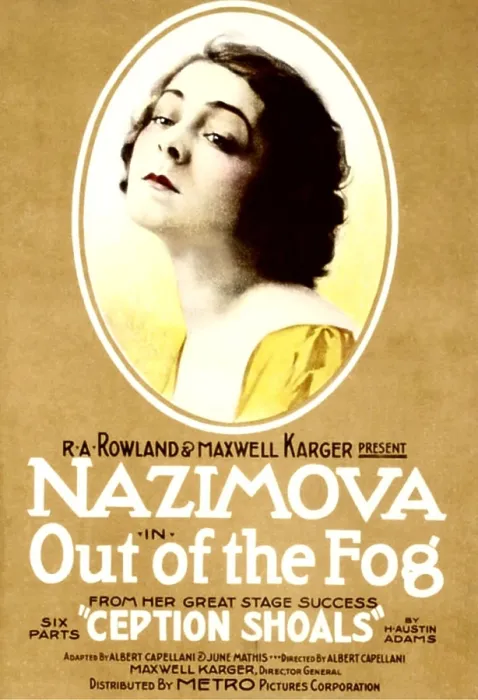 Framed Print : OUT OF THE FOG, Alla Nazimova on poster art, 1919
