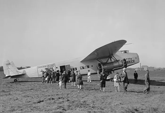 Framed Print : Fokker transport plane of Universal Air Lines System at an airfield in Washington, D.C. area Framed Print : Fokker transport plane of Universal Air Lines System at an airfield in Washington, D.C. area
