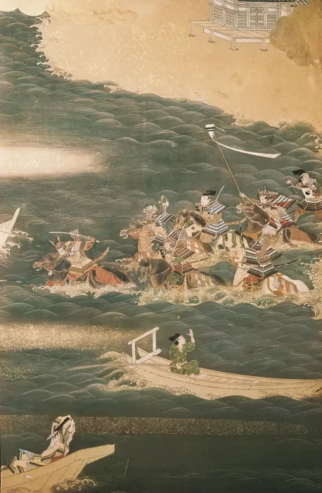 Framed Print : Detail of a folding screen of eight sheets with episode of the Genpei Wars (1180-1185). End of the Heian Period. Tosa School 18th century. Japanese art. Edo period. Painting Framed Print : Detail of a folding screen of eight sheets with episode of the Genpei Wars (1180-1185). End of the Heian Period. Tosa School 18th century. Japanese art. Edo period. Painting