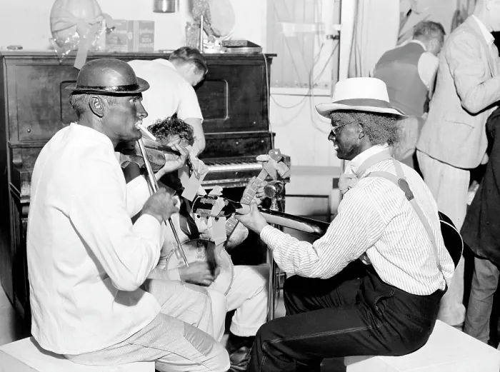 Framed Print : Folk Music. Itinerant laborers in blackface provide music for dancing at Shafter camp for migrants. Halloween party, Shafter, California, photo by Dorothea Lange, 1938 Framed Print : Folk Music. Itinerant laborers in blackface provide music for dancing at Shafter camp for migrants. Halloween party, Shafter, California, photo by Dorothea Lange, 1938