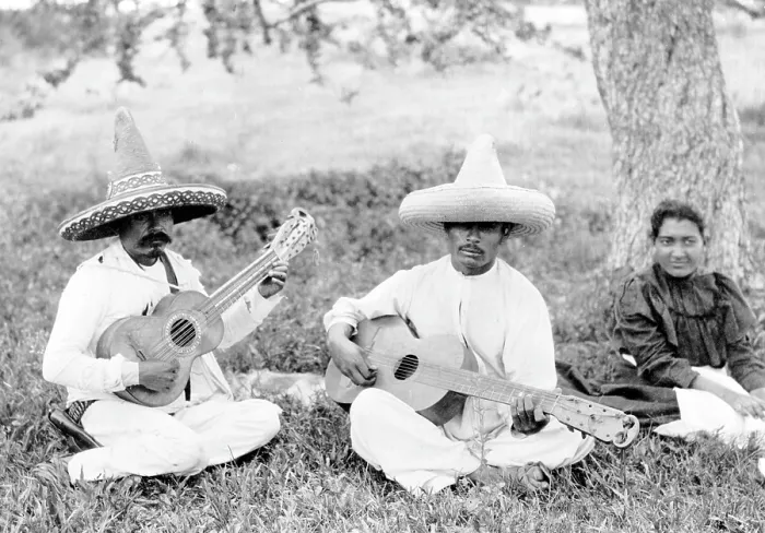 Framed Print : Folk Music. Musical picnic, photo by Hugo Brehme, Mexico, D.F. ca. 1910s