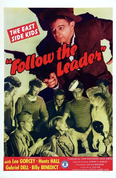 Framed Print : FOLLOW THE LEADER, US poster art, top: Leo Gorcey; bottom left: Huntz Hall; bottom center: William Benedict, 1944 Framed Print : FOLLOW THE LEADER, US poster art, top: Leo Gorcey; bottom left: Huntz Hall; bottom center: William Benedict, 1944