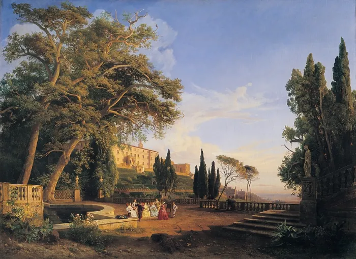 Framed Print : Fontanesi Giovanni, Villa d'Este in Tivoli, 1840, 19th Century, oil on canvas, Italy, Emilia Romagna, Modena