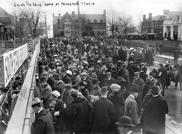 Framed Print : Football, Box office crowd going to Yale football game at Princeton. Nov. 12, 1910