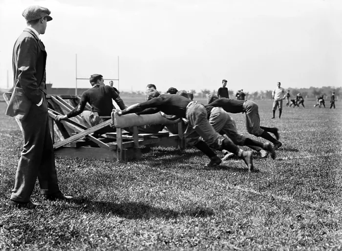 Framed Print : Football, Harvard football team exercise, circa 1910-15 Framed Print : Football, Harvard football team exercise, circa 1910-15