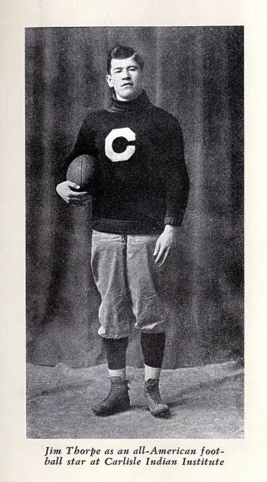 Framed Print : Football, Jim Thorpe in Carlisle Indian Industrial School uniform, circa 1909 Framed Print : Football, Jim Thorpe in Carlisle Indian Industrial School uniform, circa 1909