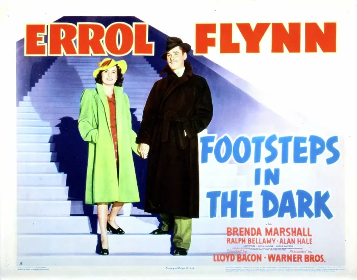 Framed Print : FOOTSTEPS IN THE DARK, Brenda Marshall, Errol Flynn, 1941