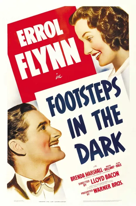 Framed Print : FOOTSTEPS IN THE DARK, from left: Errol Flynn, Brenda Marshall, 1941
