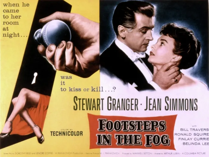 Framed Print : FOOTSTEPS IN THE FOG, Stewart Granger, Jean Simmons, 1955 Framed Print : FOOTSTEPS IN THE FOG, Stewart Granger, Jean Simmons, 1955