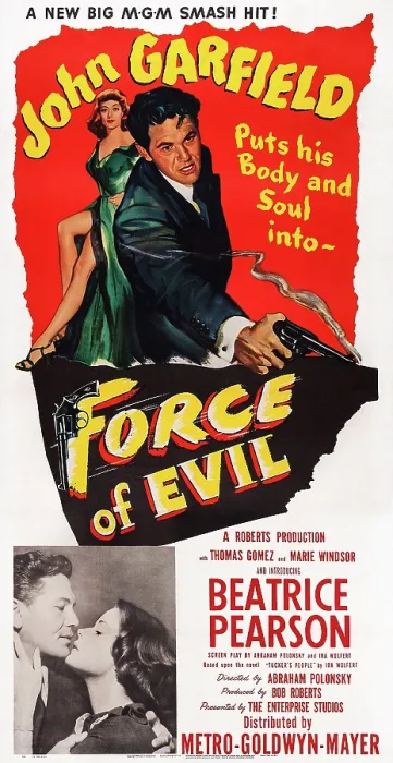 Framed Print : FORCE OF EVIL, US poster art, John Garfield, Beatrice Pearson, 1948