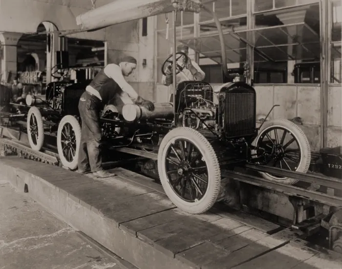 Framed Print : Ford Model Ts on the moving assembly line, first used by the Ford Motor Company in 1913
