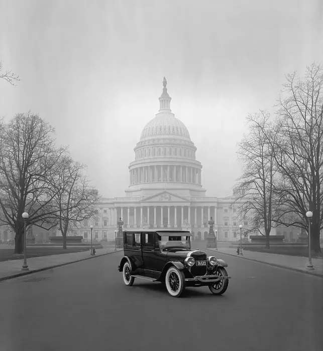Framed Print : Ford Motor Company's luxury car, the Lincoln, at Capitol in Washington, D.C. This hard top coupe had seats for four to five passengers. Ca. 1925