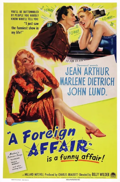 Framed Print : A FOREIGN AFFAIR, US poster art, Marlene Dietrich, John Lund, Jean Arthur, 1948