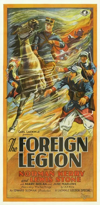 Framed Print : THE FOREIGN LEGION, 3-sheet poster, Norman Kerry (on horseback), 1928 Framed Print : THE FOREIGN LEGION, 3-sheet poster, Norman Kerry (on horseback), 1928