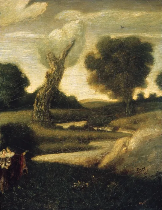 Framed Print : THE FOREST OF ARDEN, by Albert Pinkham Ryder, 1888-1908, American painting, oil on canvas