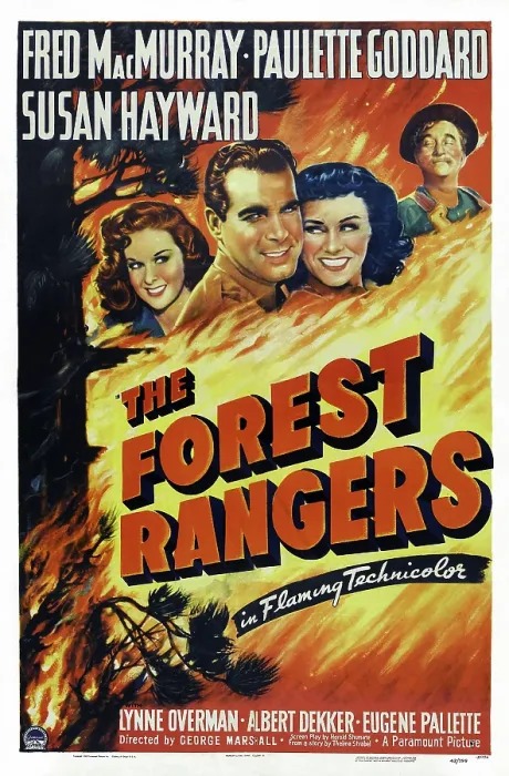 Framed Print : THE FOREST RANGERS, l-r: Susan Hayward, Fred MacMurray, Paulette Goddard, Albert Dekker on poster art, 1942
